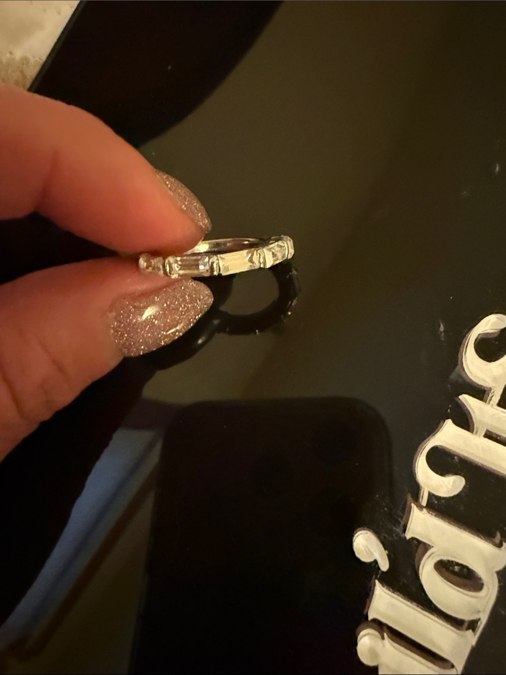 Silver Toned Textured Women's Band Ring - Silver